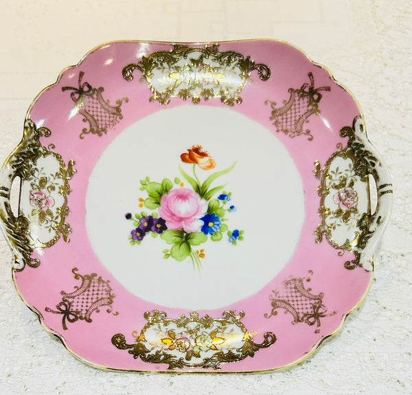 Noritake Pink & Gold Rose Hand Painted Plate