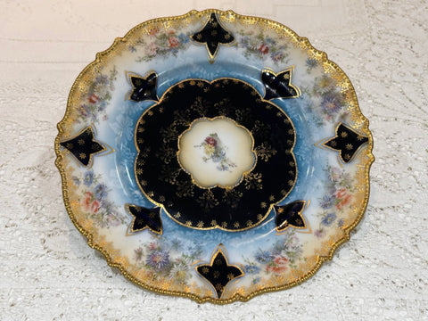 Viersa Prusian Porcelana Vitrina Placa pintada a mano vintage