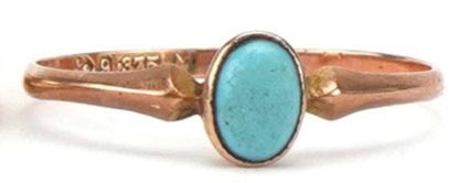 9ct Rose Gold Turquoise Cabochon Dress Ring
