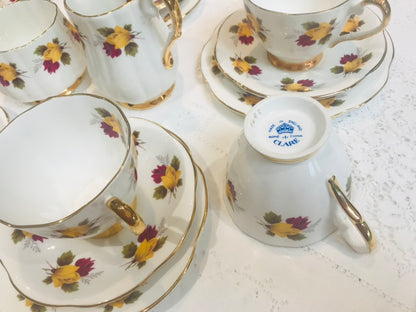 Clare Yellow & Red Rose Tea Set