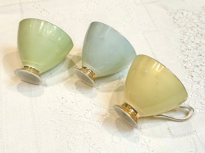 Clare China Rainbow Tea Set Blue/Pink/Green/Yellow/Cream/Apricot Teacups & Saucers