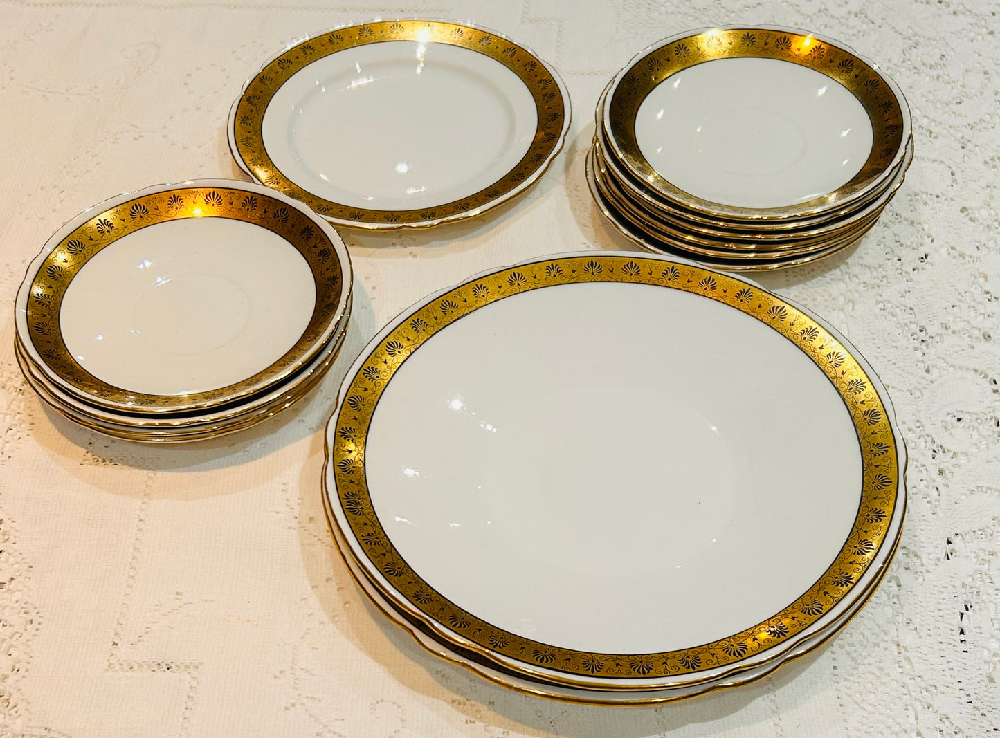Shelley White & Gold Bone China Plates