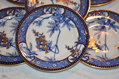 Art Nouveau Blue & Gold Plate Set