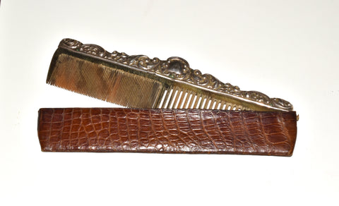 Antique Silver Cased Hair Comb