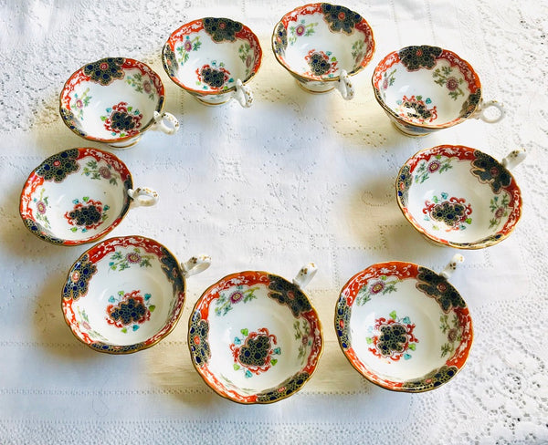 A Set of 9 Antique English Teacups