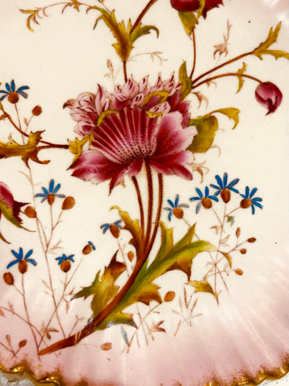Plato pintado a mano botánico rosa Carltonware