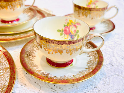 SOLD - Collingwood Red & Gold Tea set