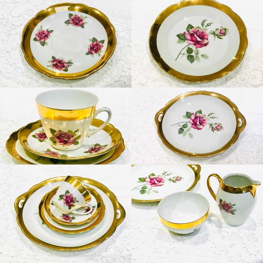 Pink & Gold Rose Tea Set