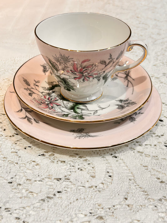 Royal Grafton Pink Floral Teacup & Saucer set