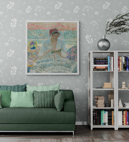 Impressionist Wall Art Print - Lady Reading a Book holding a Parasol Frieseke