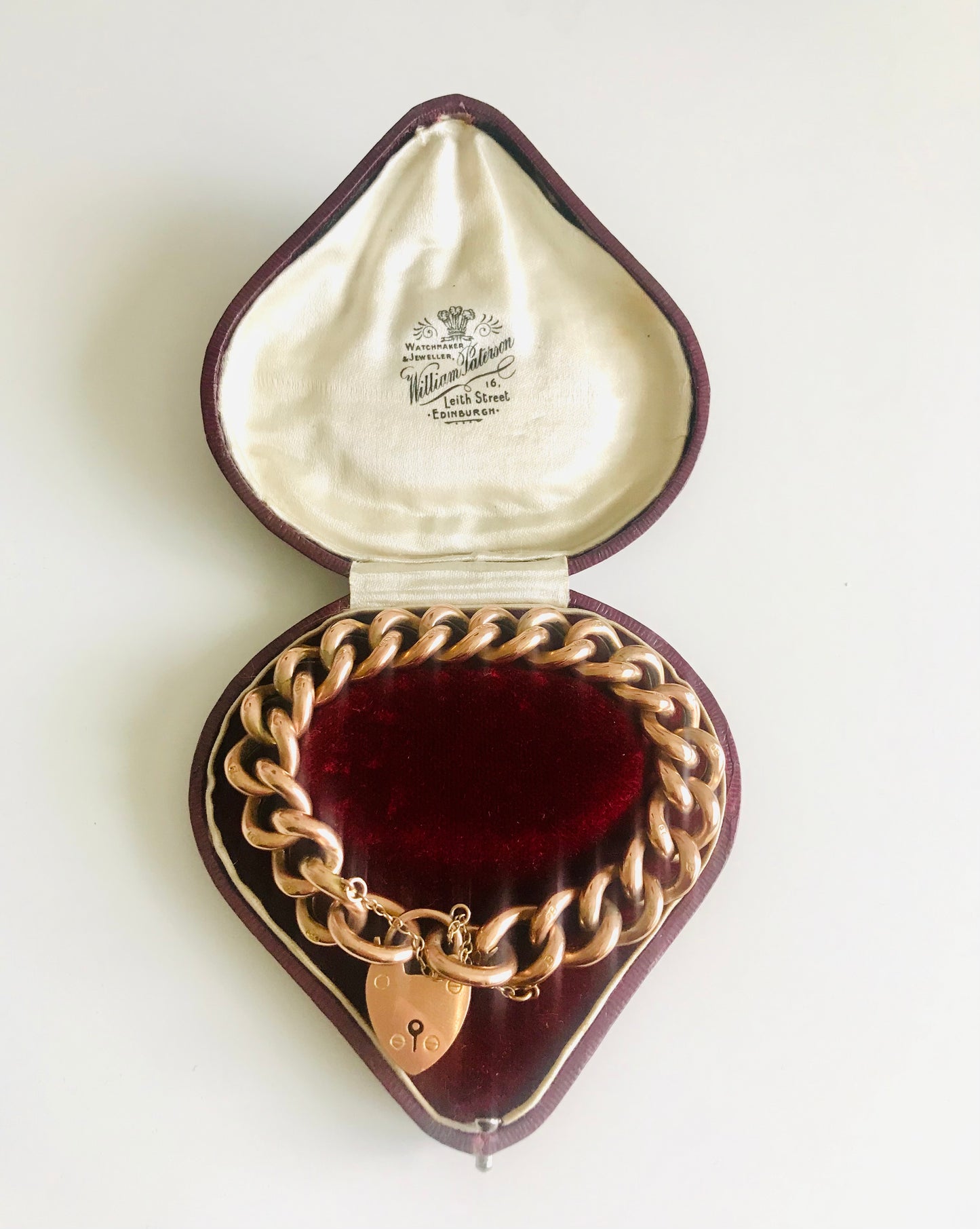 Chunky 9ct Gold Charm Bracelet in original red heart presentation box