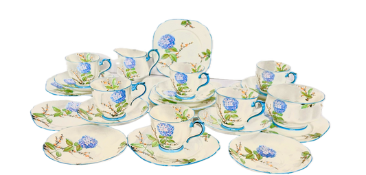 RARE  Royal Albert Blue Hydrangea Tea Set