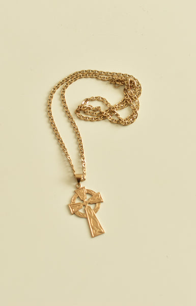 9ct Gold Iona Cross Celtic Pendant Necklace