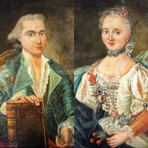 An Original Pair of Antique Portrait Paintings 19th Century