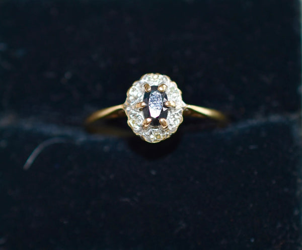 Ladies 9ct Gold Sapphire & Diamond Ring