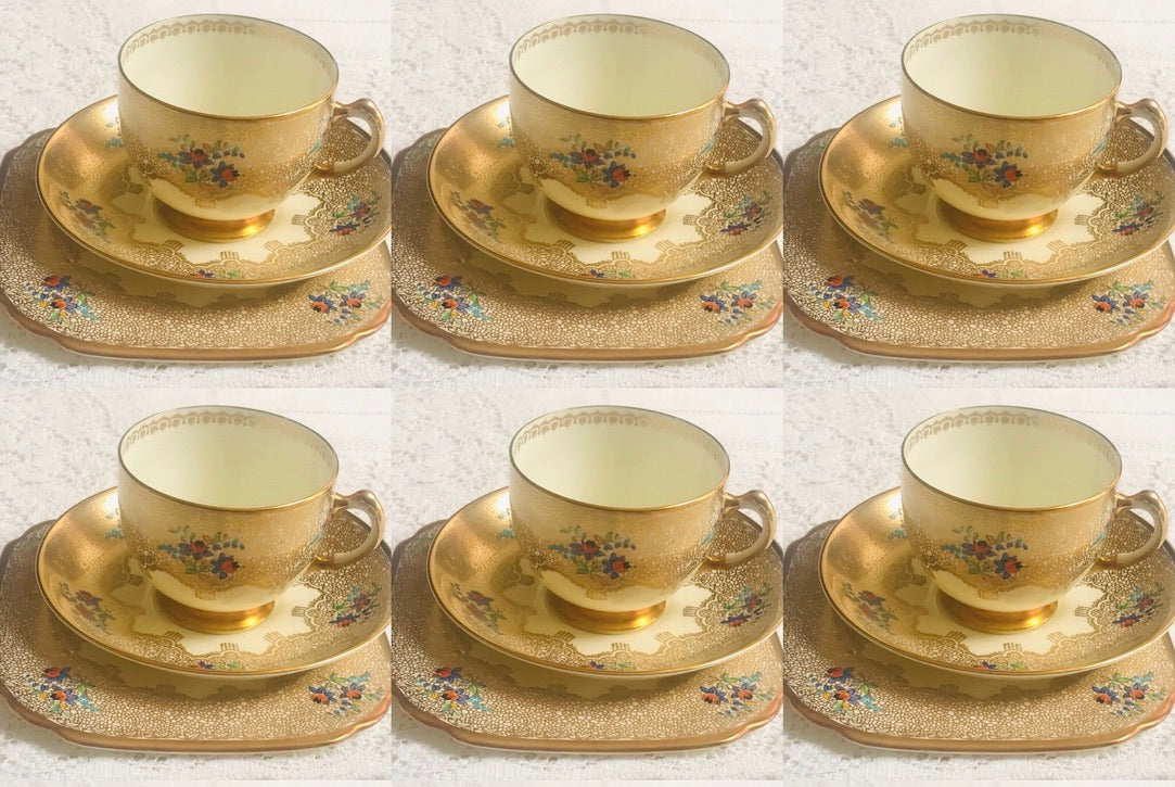 6 person Art Deco Gold Tuscan Tea Set