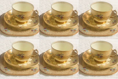 6 person Art Deco Gold Tuscan Tea Set