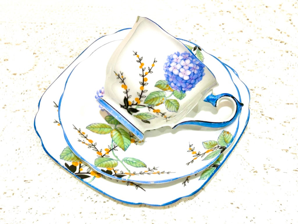 RARE  Royal Albert Blue Hydrangea Tea Set
