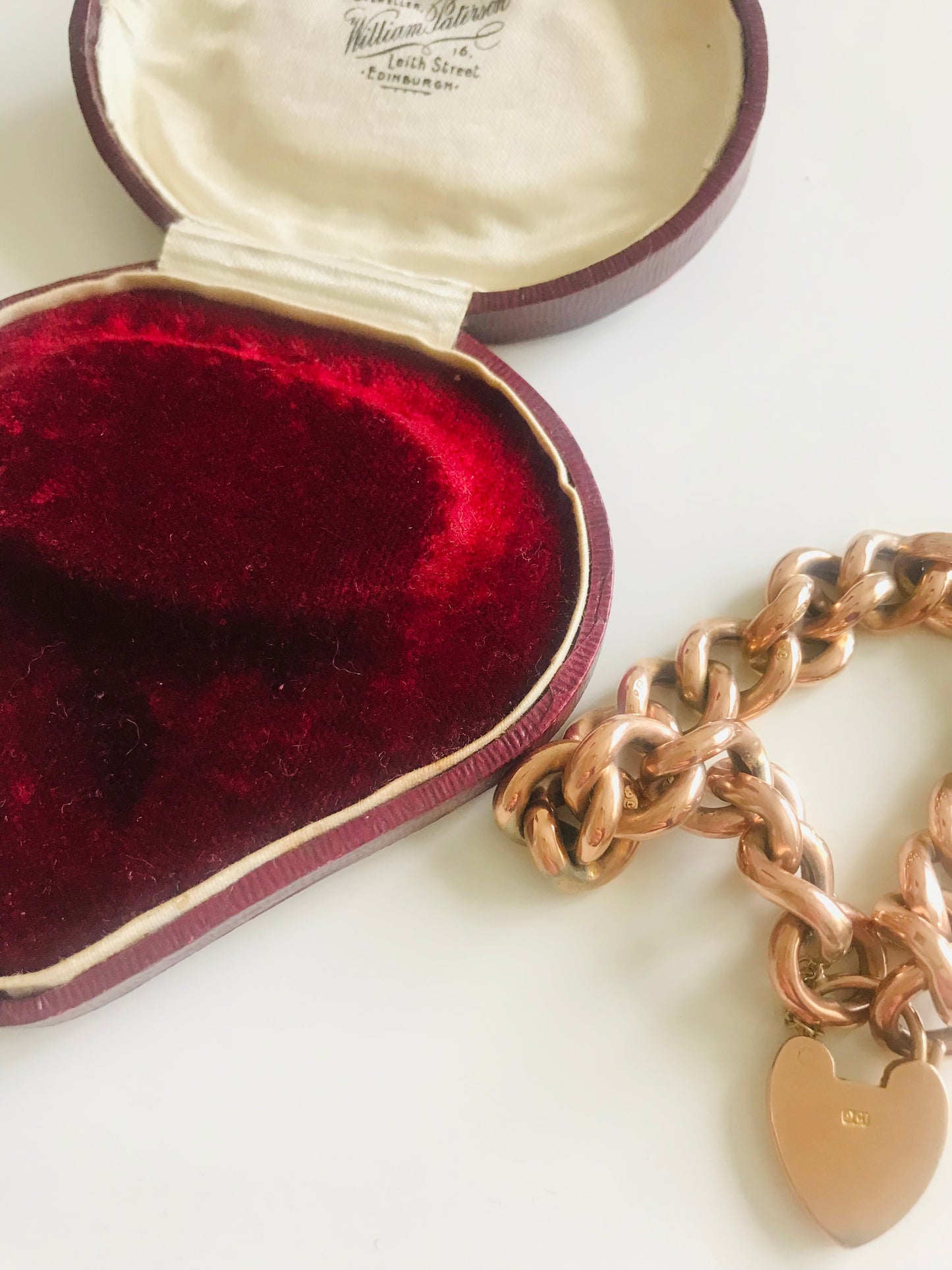 Chunky 9ct Gold Charm Bracelet in original red heart presentation box