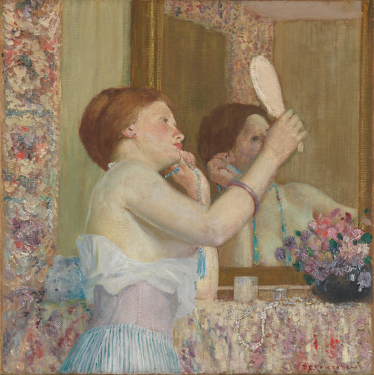 Impressionist Wall Art Print - Lady & Mirror Reflection Frieseke