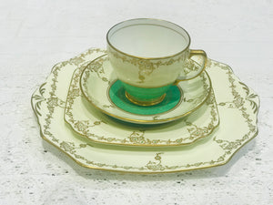 Green & Yellow Art Deco Teacup Saucer Set
