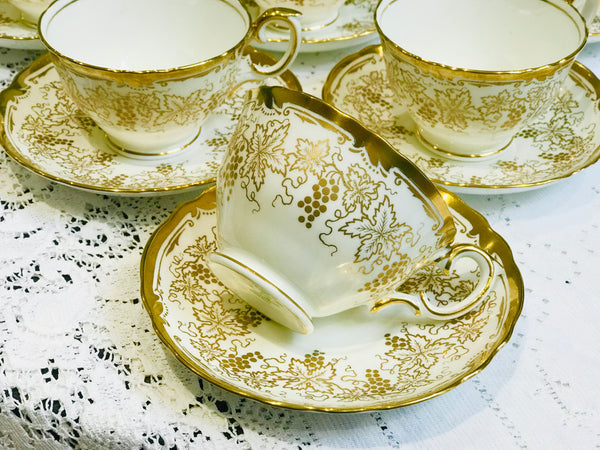 Gold Vine Teacups & Saucers