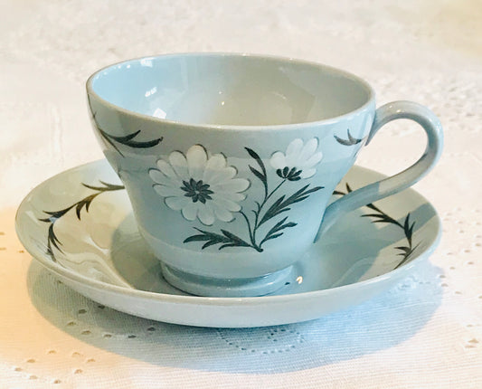 Wedgwood China Tea cup and Saucer Sets - Pattern Aster (Blue). 100% Quality English fine bone china. 