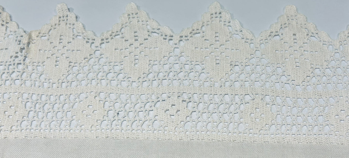 Antique White Linen Embroidered Tablecloth