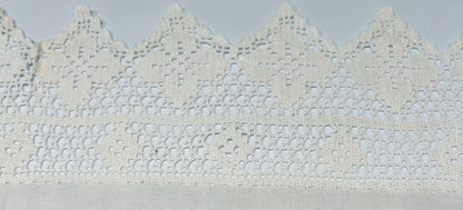 Antique White Linen Embroidered Tablecloth
