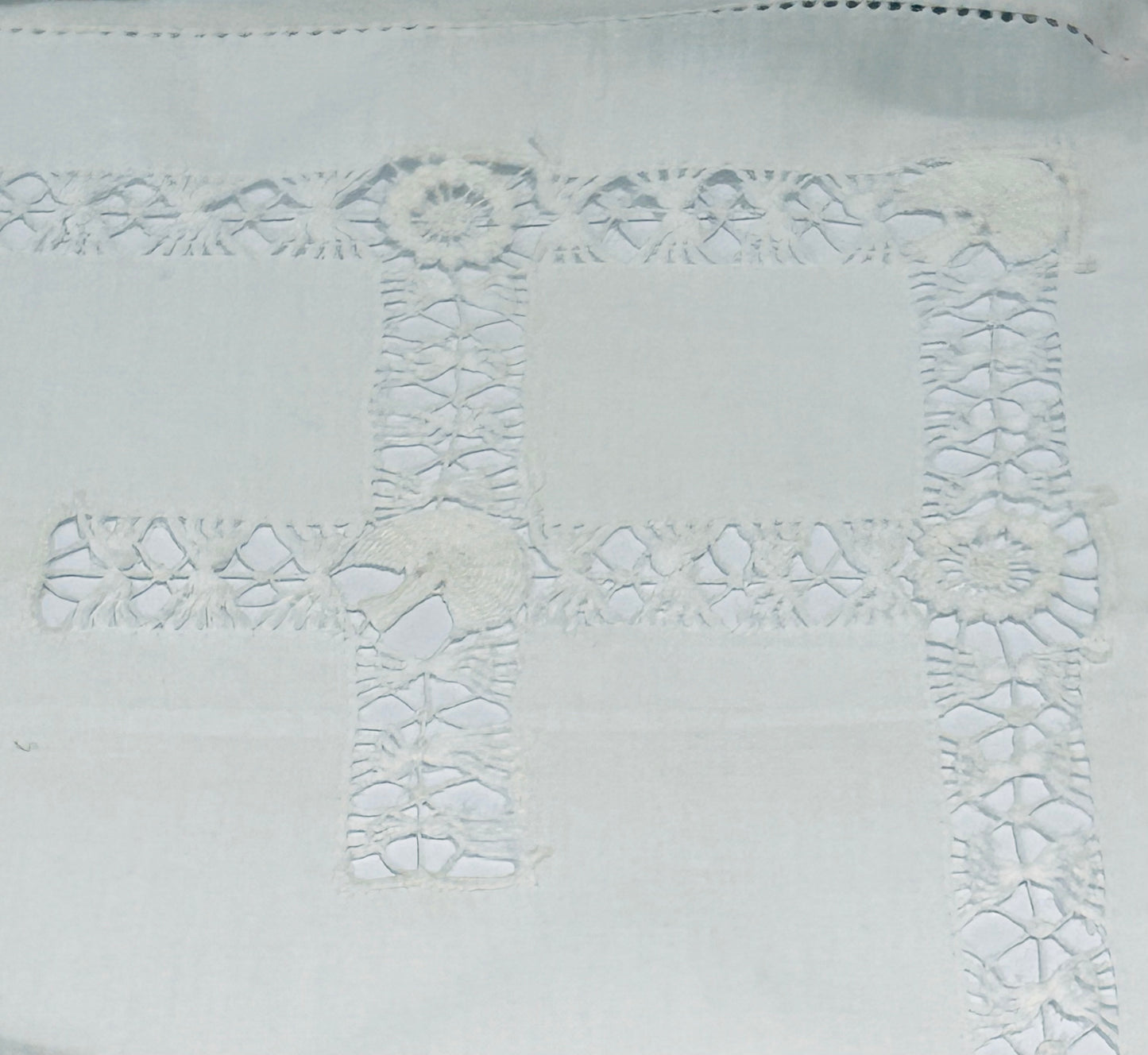 Antique White Square Cutwork Tablecloth