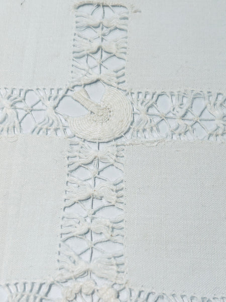Antique White Square Cutwork Tablecloth