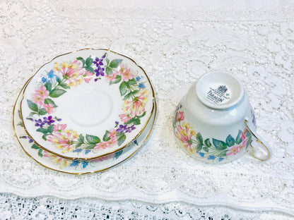 Paragon Country Lane Teacup Saucer trio for afternoon high tea party made in England