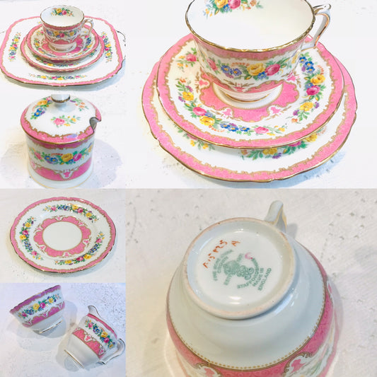 Pink Floral 1950's Tea Set Crown Staffordshire