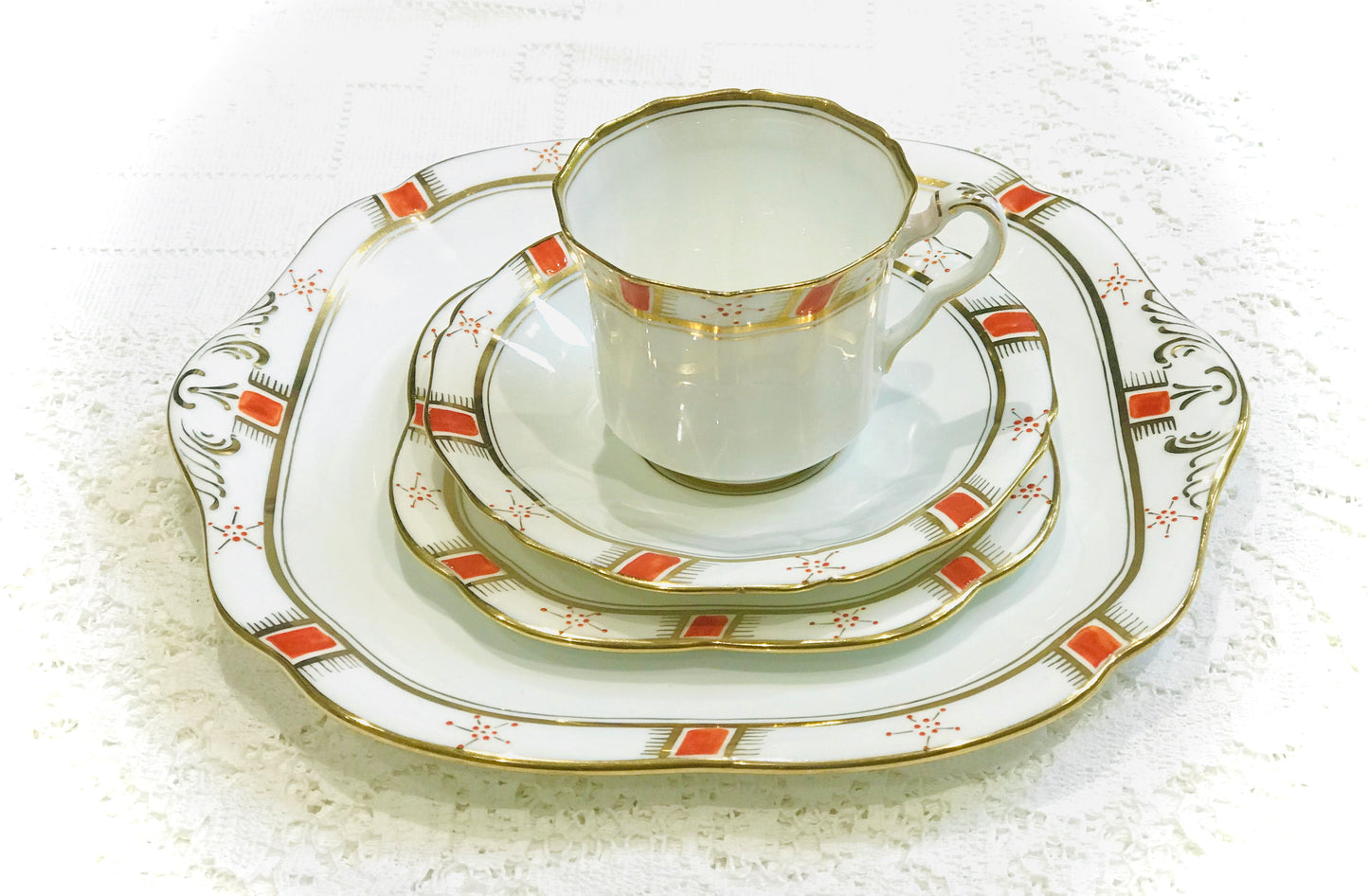 Bold Red & Gold Art Deco China by Fenton