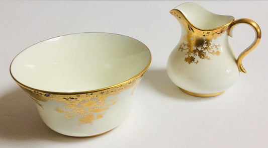 Paragon Star China Milk Jug/Creamer/Sugar Bowl Set - White Gold 