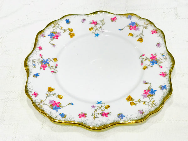 Royal Stafford Cake Plate -  Pink and Blue Pompadour Pattern