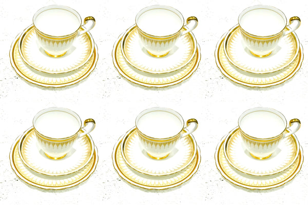 Vintage Tea Set Gold Teacups & Saucers by New Chelsea China