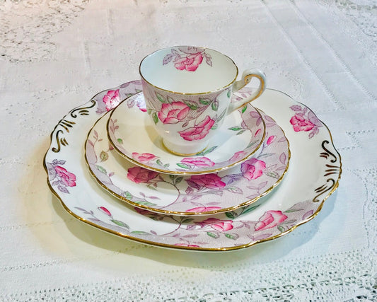 Vintage Tea Set Tea Pink & Purple Florals by New Chelsea China.
