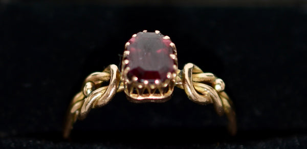 SOLD - Ladies 9ct Gold Garnet Dress Ring