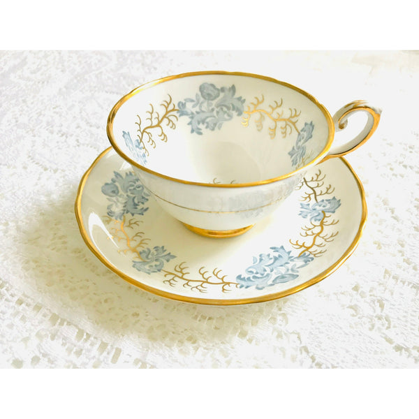 Juego de taza de té y platillo Tuscan Avondale - Azul y dorado 