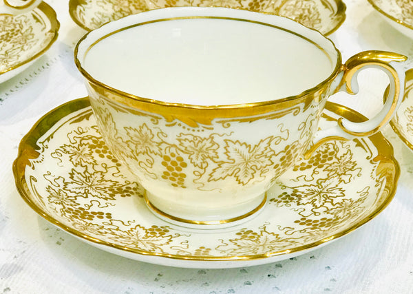 Gold Vine Teacups & Saucers