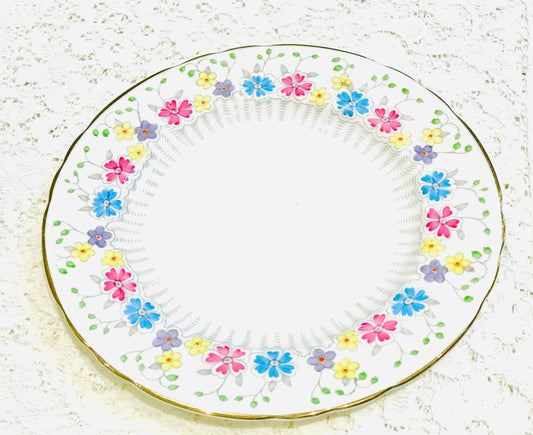 Tuscan Lunch Plate Pink & Blue Flowers