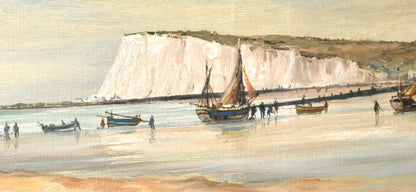 Pintura al óleo francesa El acantilado blanco
