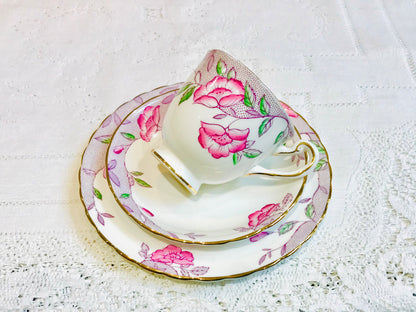 Pink & Lilac Teacup Trio pattern is Melton by New Chelsea China