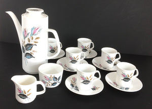 Coffee Set for 6 mid century made in England by Alfred Meakin  Cups Saucers and Coffee Pot 
