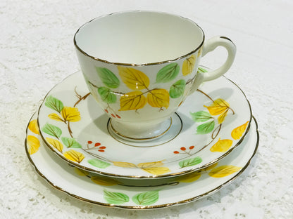 Springtime Art Deco Tea Cup Trio