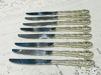 8 Dinner Silver Plate Knives 9”
