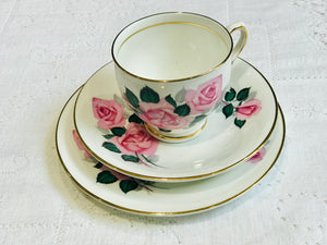 CLARE Teacup Saucer set large pink rose