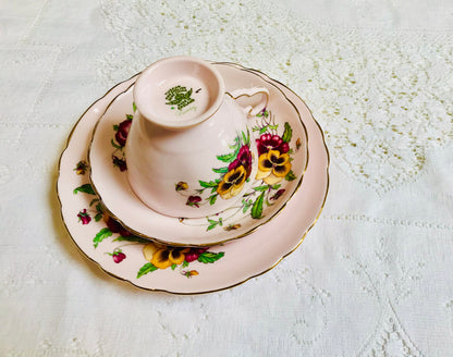 Juego de platillos de taza de té rosa toscano Flores de Pansay
