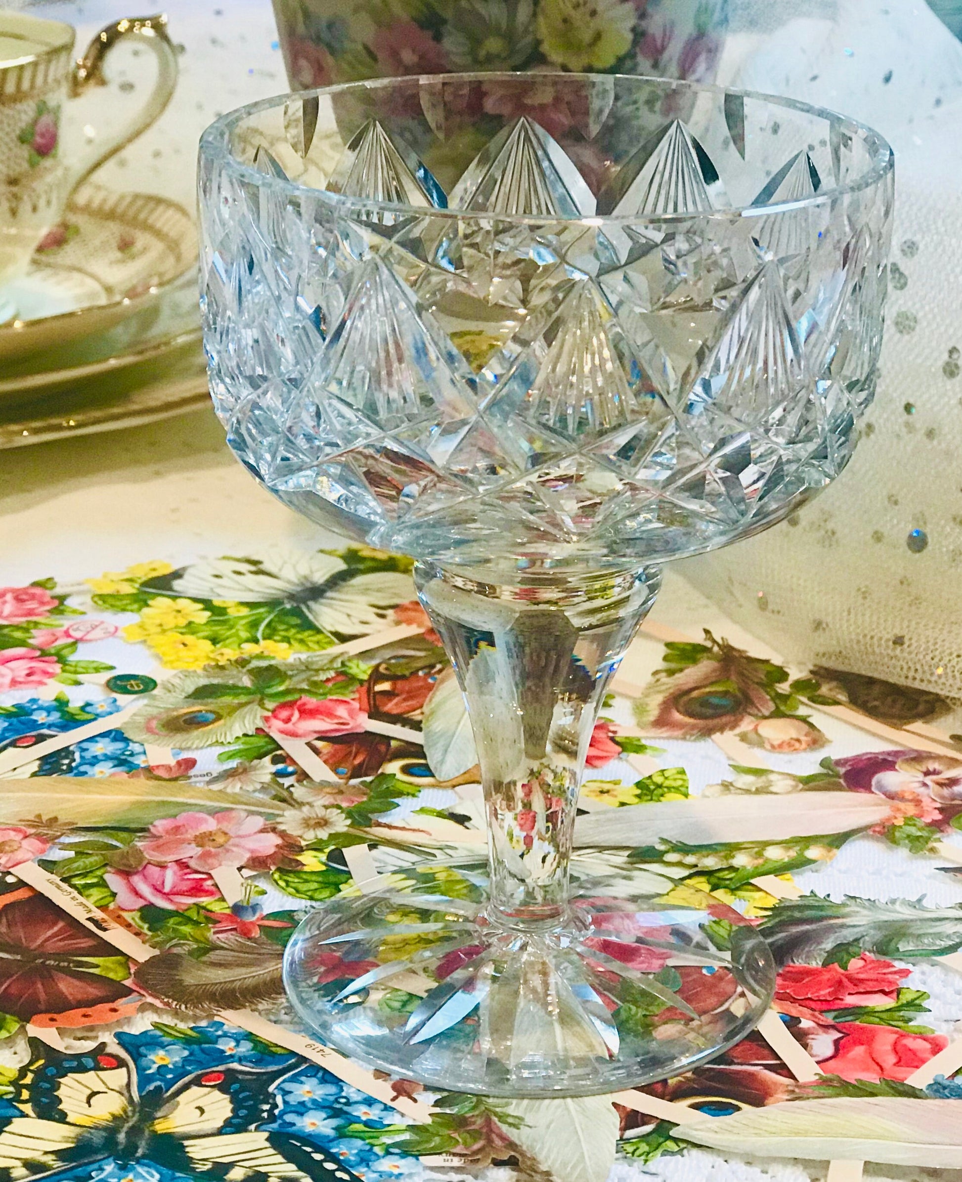 Edinburgh crystal a set of 2 compotes - etched - original cut glass